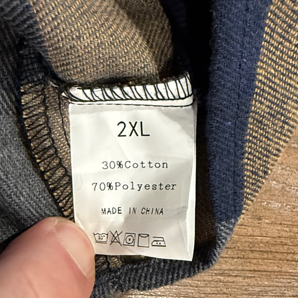 Men's Blue and Yellow Plaid Flannel Shirt 2X - Picture 6 of 7